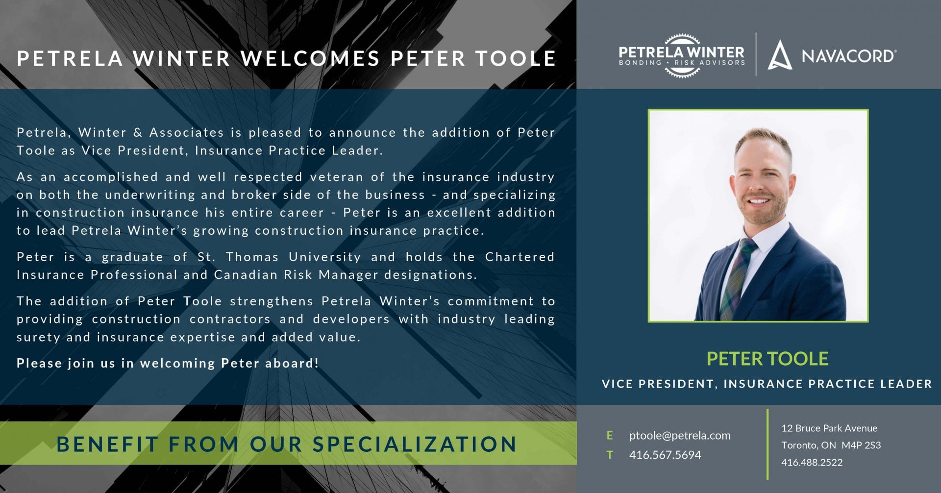 Peter Toole Appointment